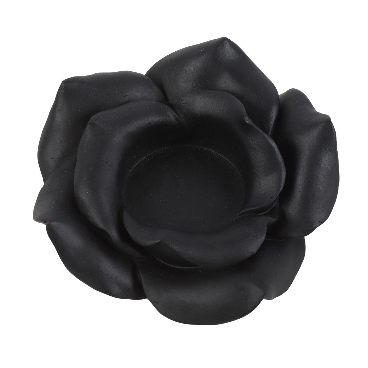 Portacandela tealight a forma di rosa nera in resina