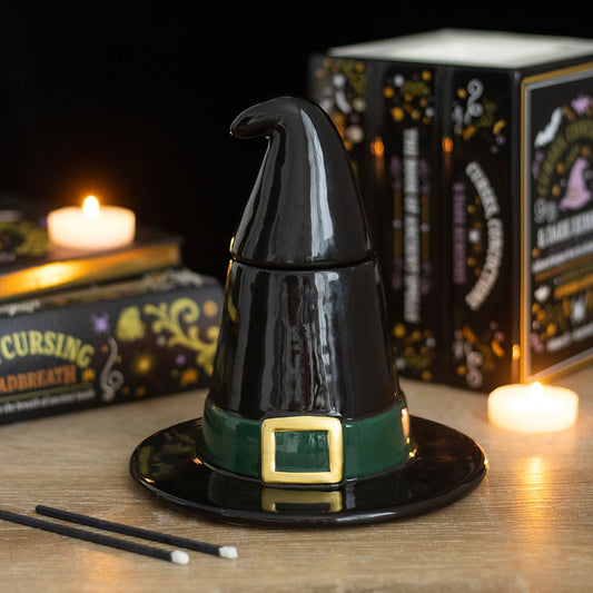 Bruciatore per Oli Essenziali "Black Witch Hat" a Cappello da Strega