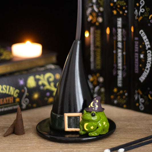 Porta Incenso a Cono Cappello da Strega e Rospo – "Magic Toad" Cone Holder