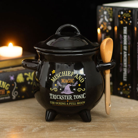 Bowl per Zuppa a Calderone con Cucchiaio Scopa – "Mischief and Magic" Cauldron Soup Bowl