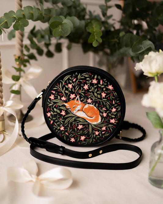 Borsa rotonda Ricamata Fable England Sleepy Fox