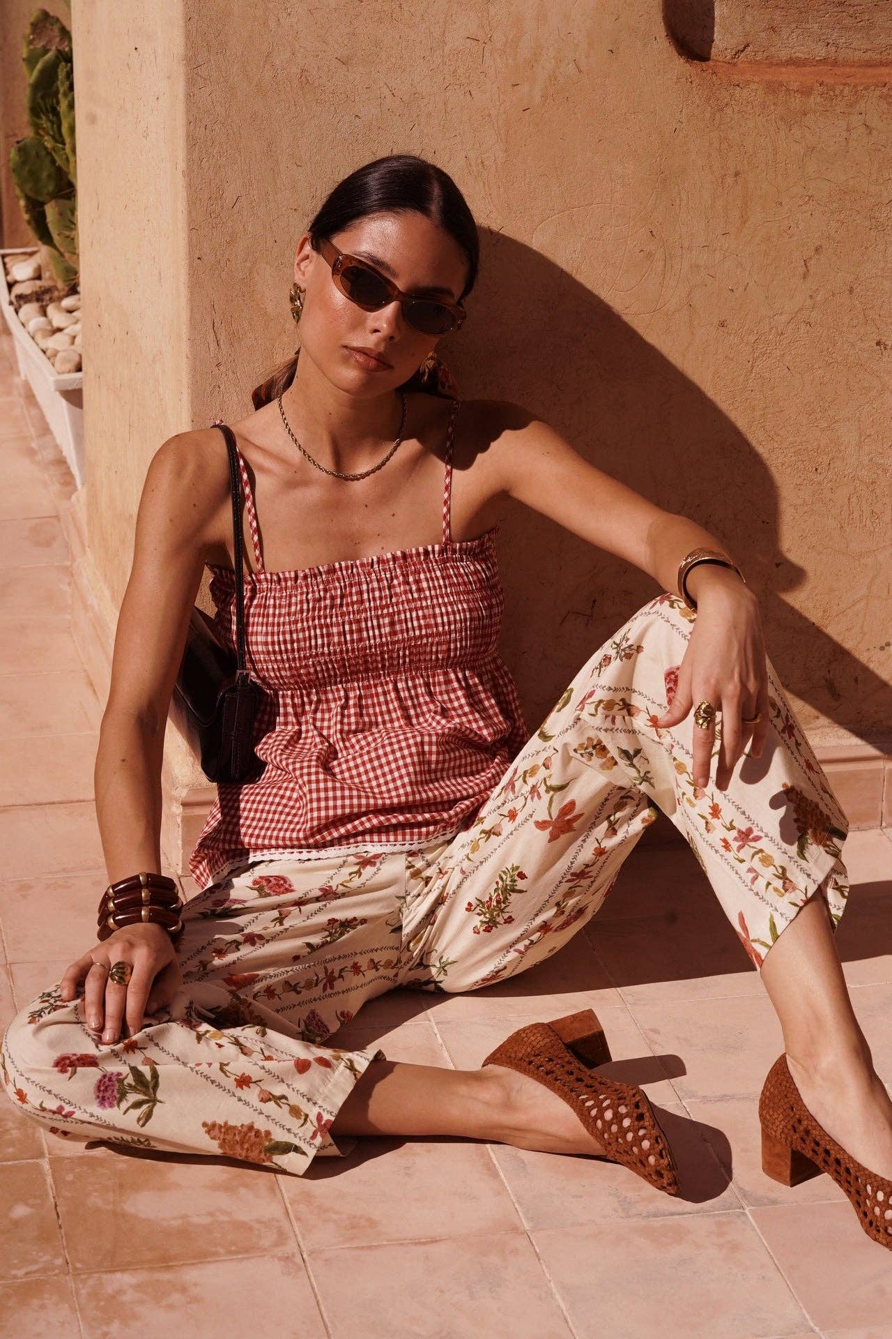 Pantaloni Botanici Sarra– 100% Cotone con Stampa Floreale