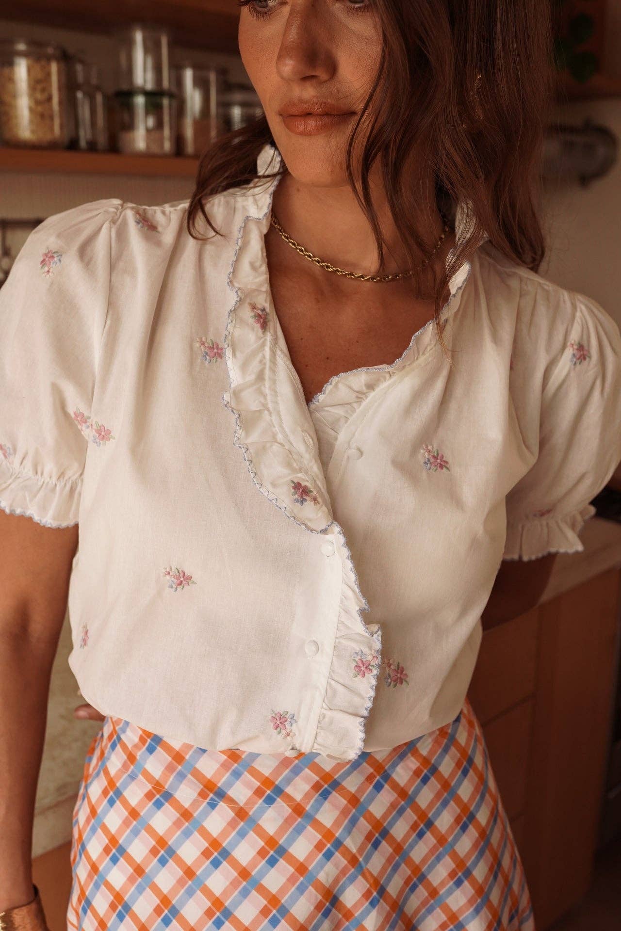 Camicia Ricamata con Maniche a Sbuffo Hadrian