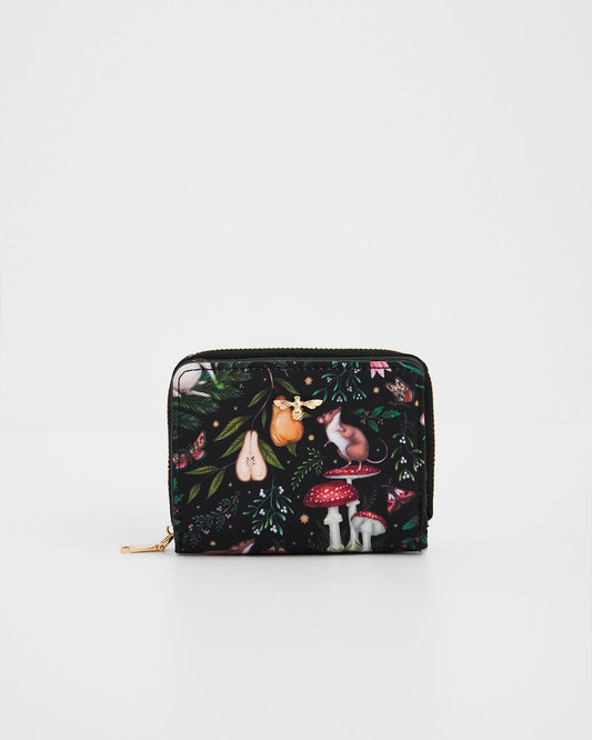 Portamonete Niva Print nero e verde - Fable England