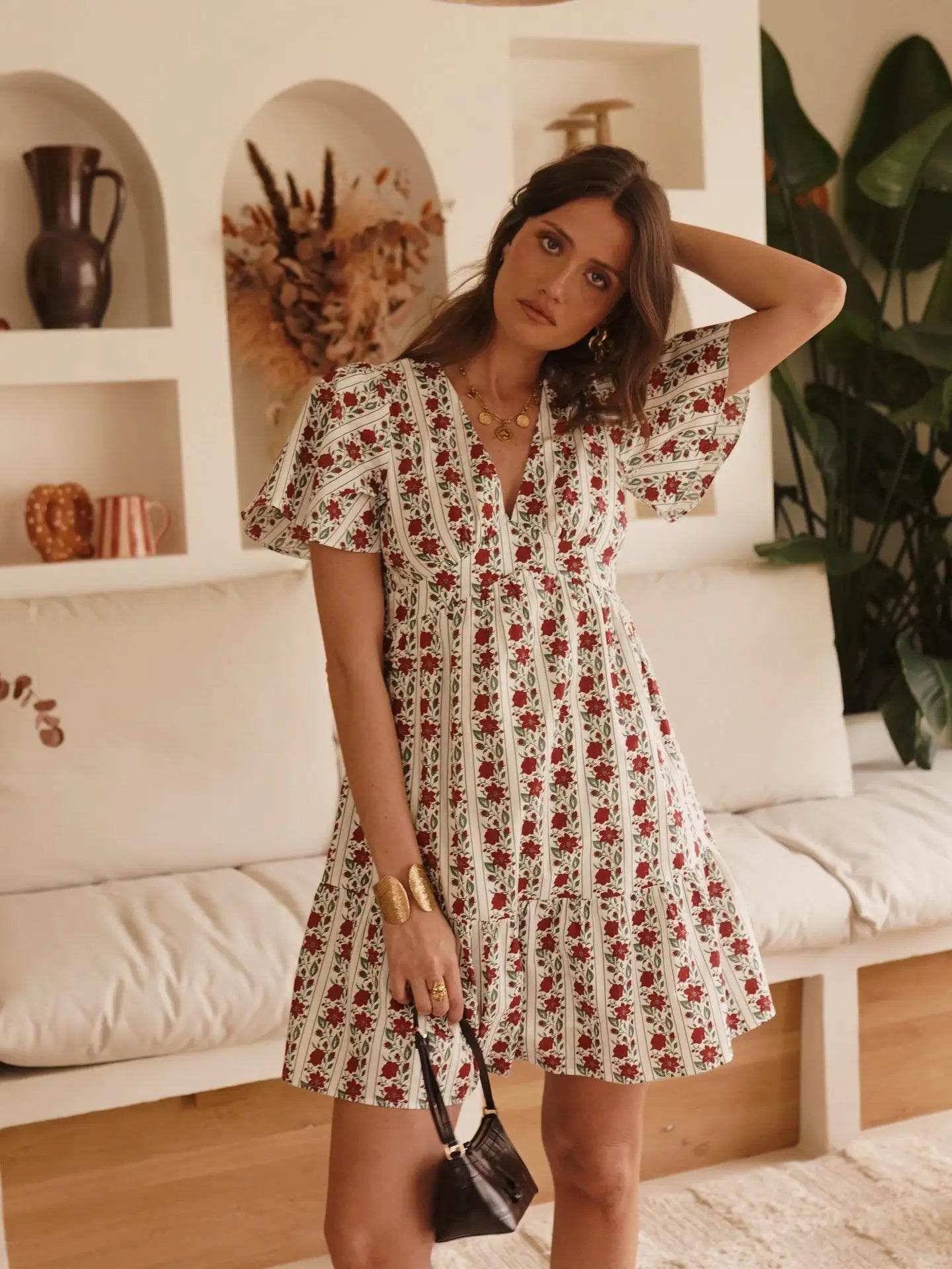 Mini Abito Cruz in Cotone a Righe e Fiori - Charme Provenzale