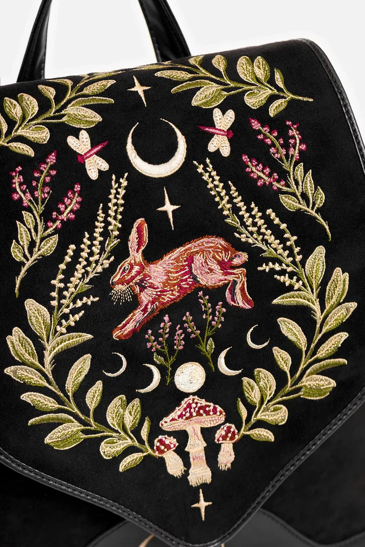 Zaino Scamosciato con Ricami Lepre Lunare