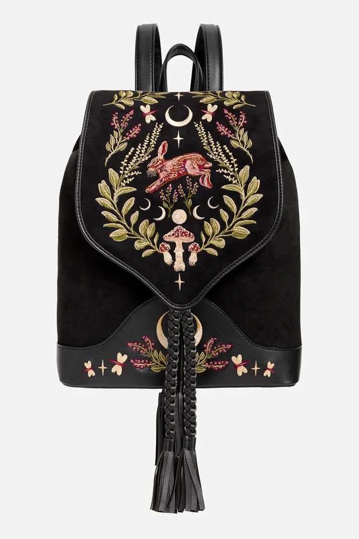 Zaino Scamosciato con Ricami Lepre Lunare