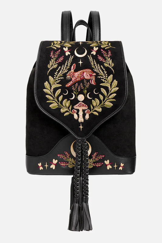 Zaino Scamosciato con Ricami Lepre Lunare