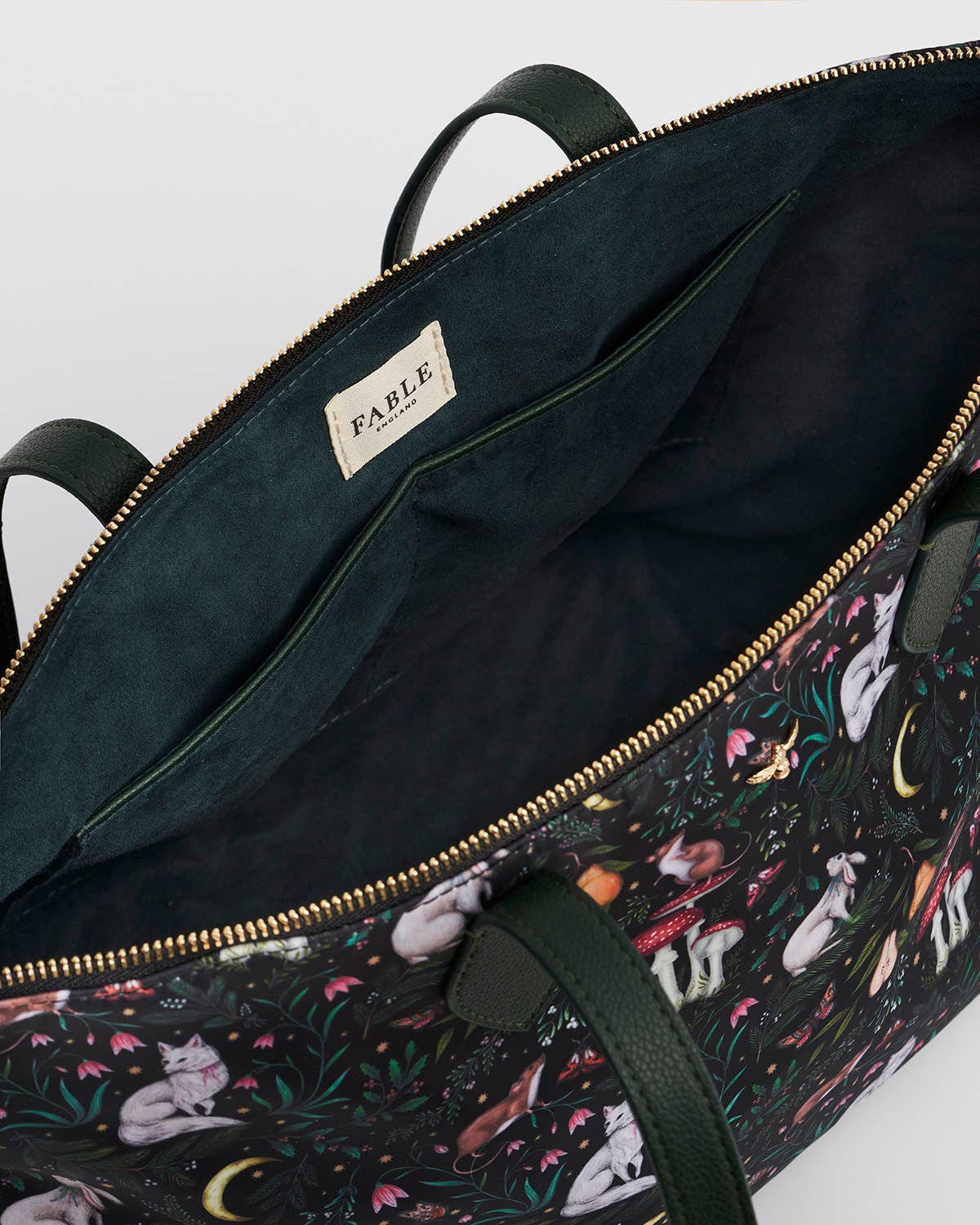 Borsa tote Edith Niva stampata verde e nera - Fable England