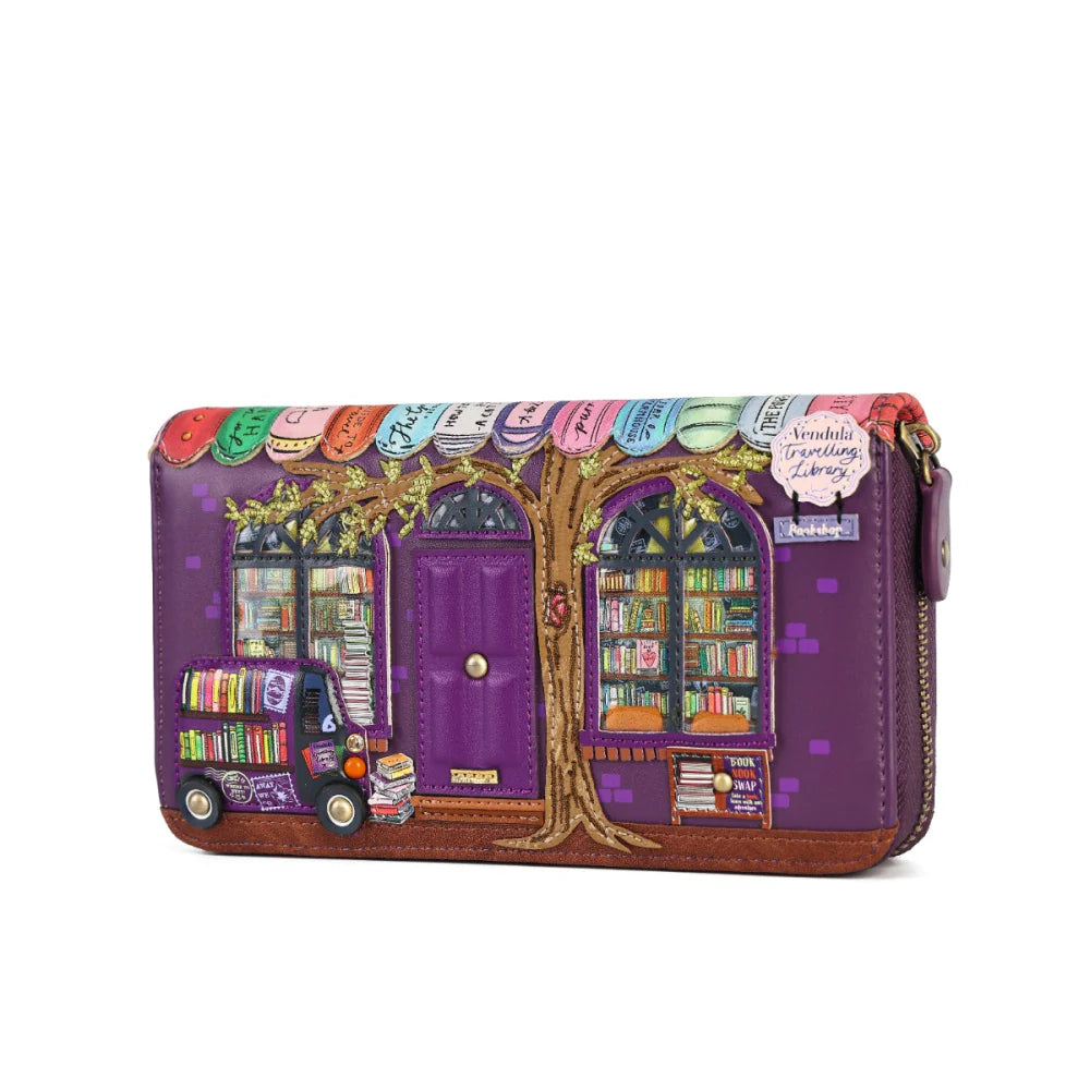 Portafoglio grande con zip Vendula London Travelling Library Bookshop