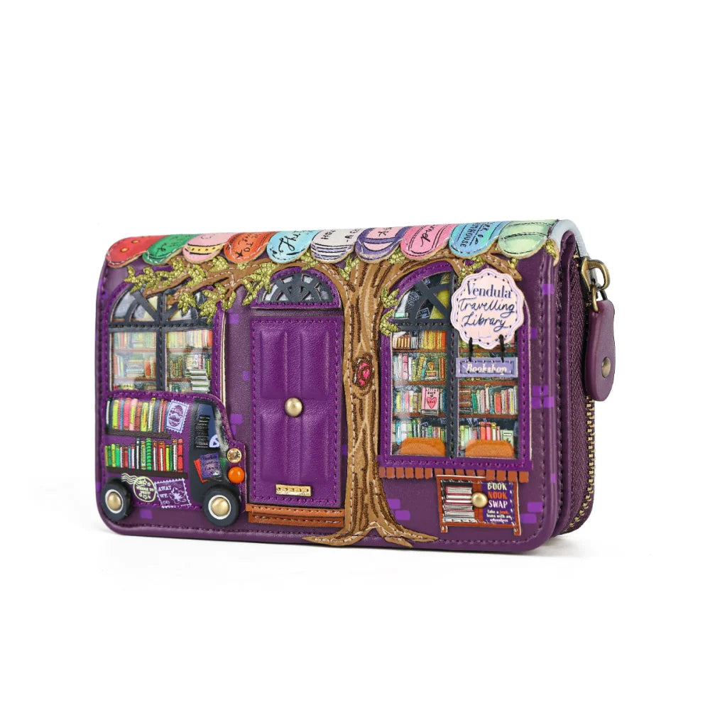 Portafoglio medio con zip Vendula Travelling Library Bookshop