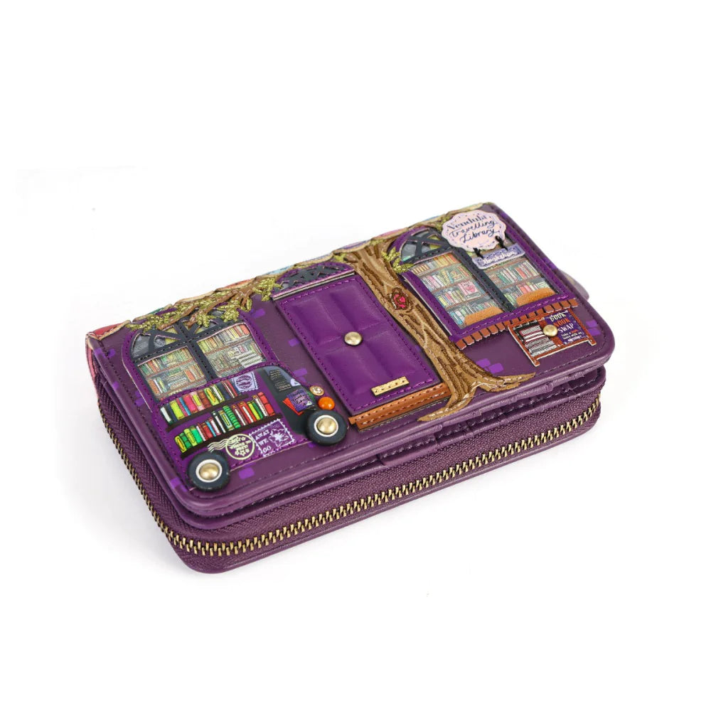 Portafoglio medio con zip Vendula Travelling Library Bookshop