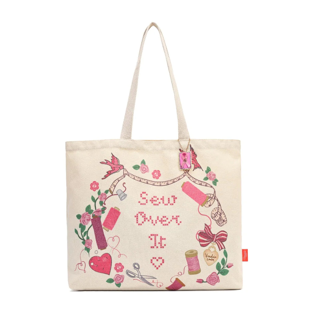 Borsa Tote Vendula London Sewing Box Scrapbook | Pink Ribbon