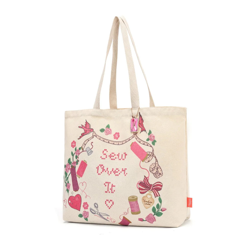Borsa Tote Vendula London Sewing Box Scrapbook | Pink Ribbon