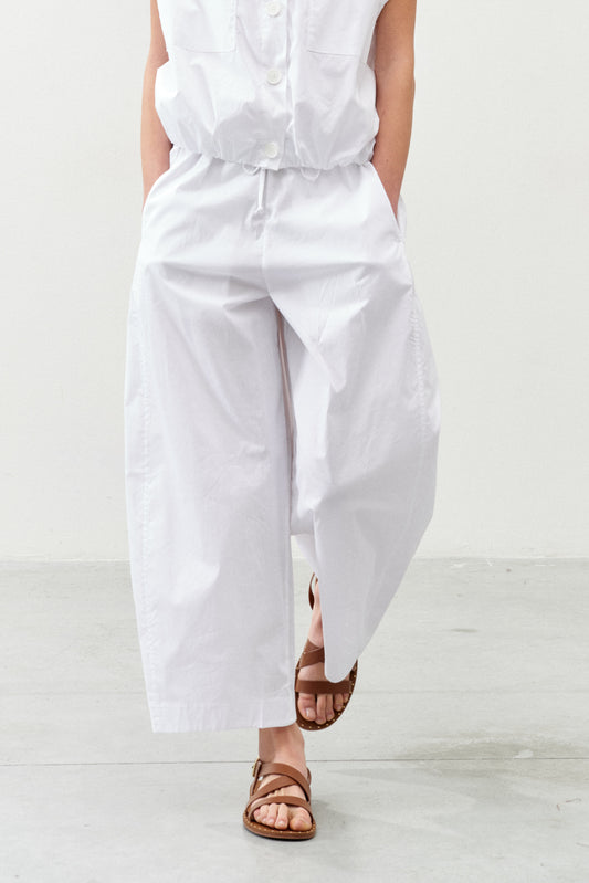 Pantaloni Lumina in cotone taglio dritto con lacci in vita in 2 colori