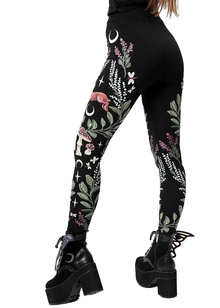 Leggings Wilderwood – Leggings in jersey di cotone ispirati alla natura con stampa Lepre e Bosco