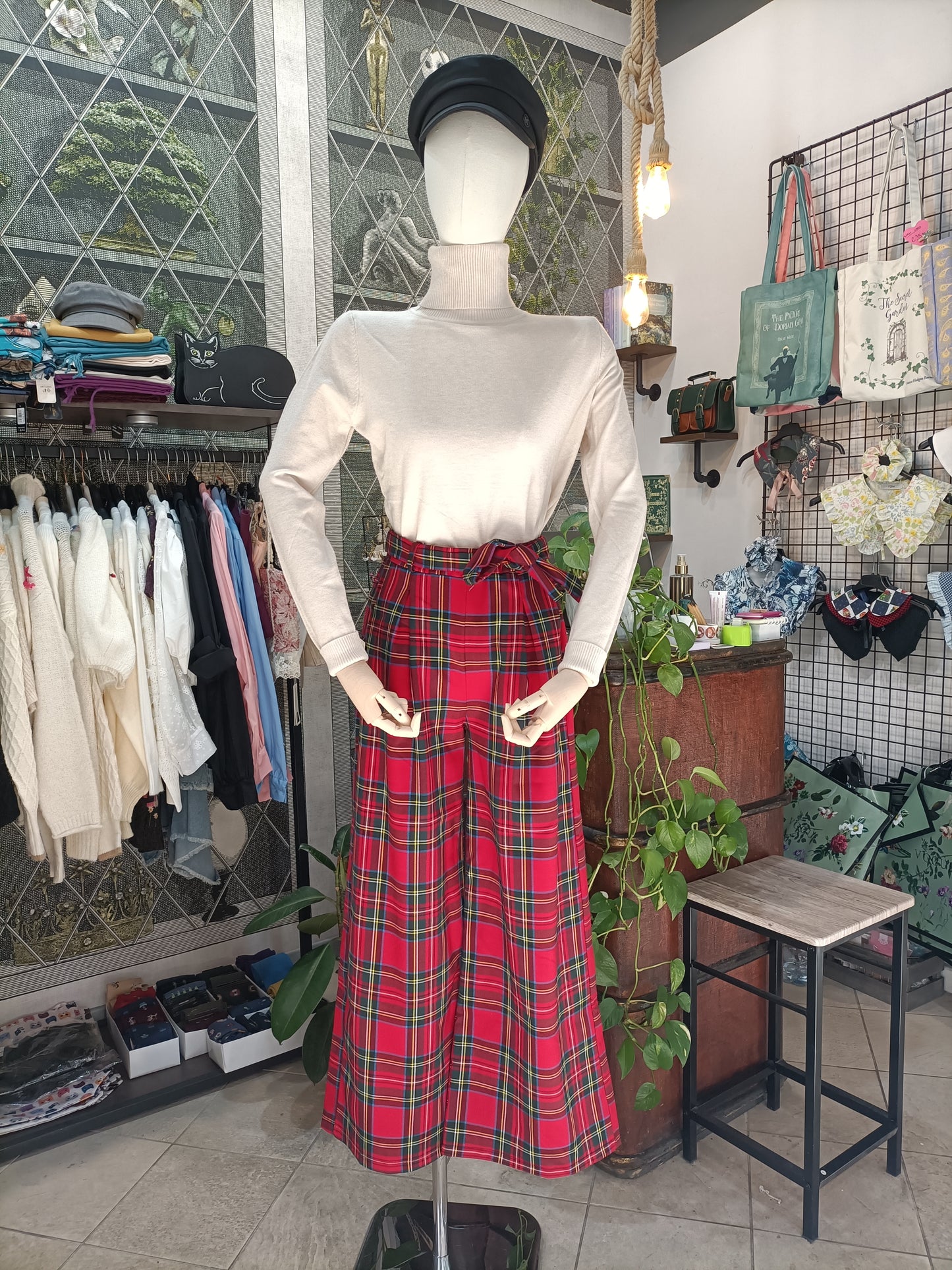 Pantaloni wide leg scozzesi tartan