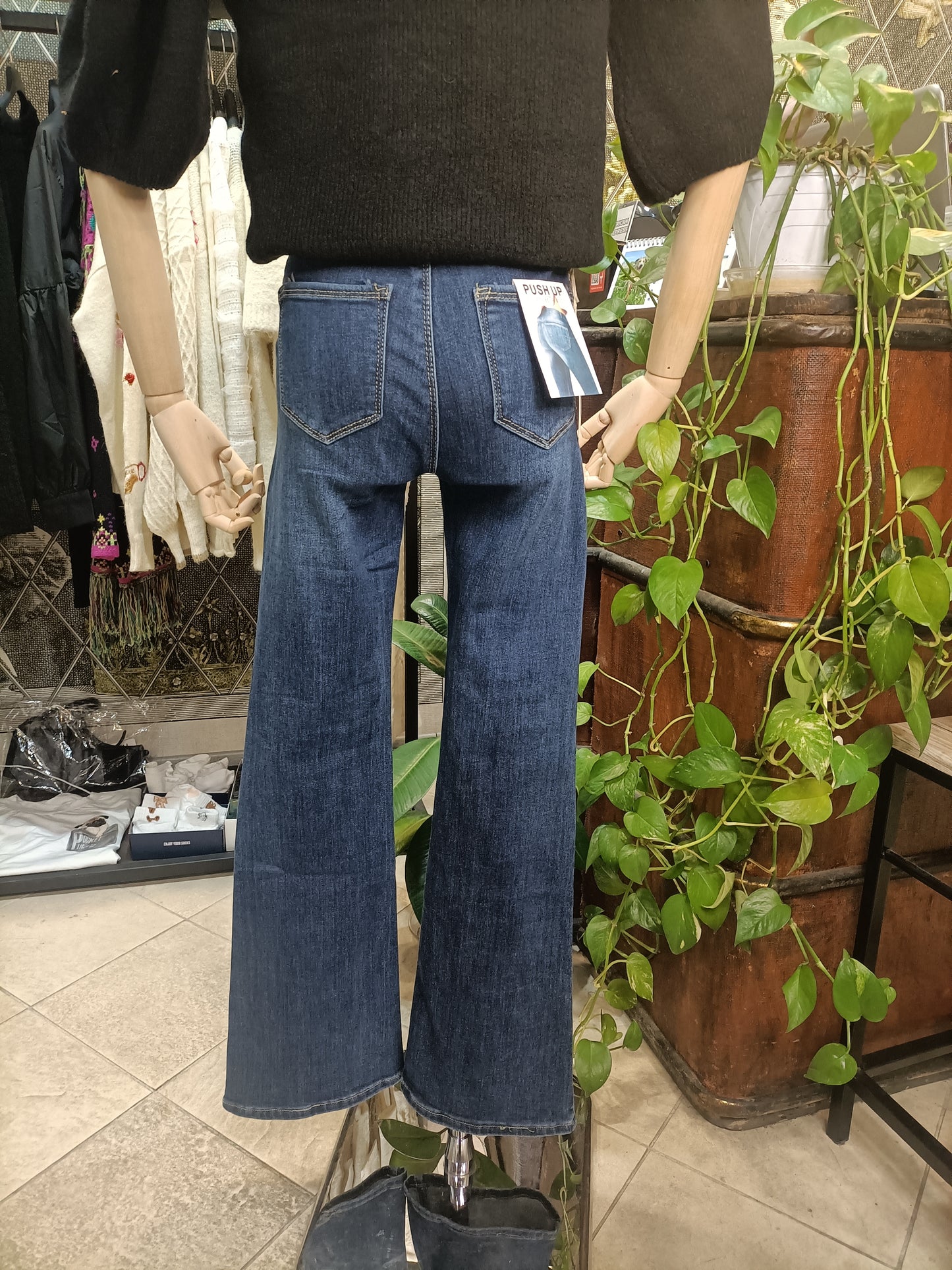 Jeans donna a zampa blu