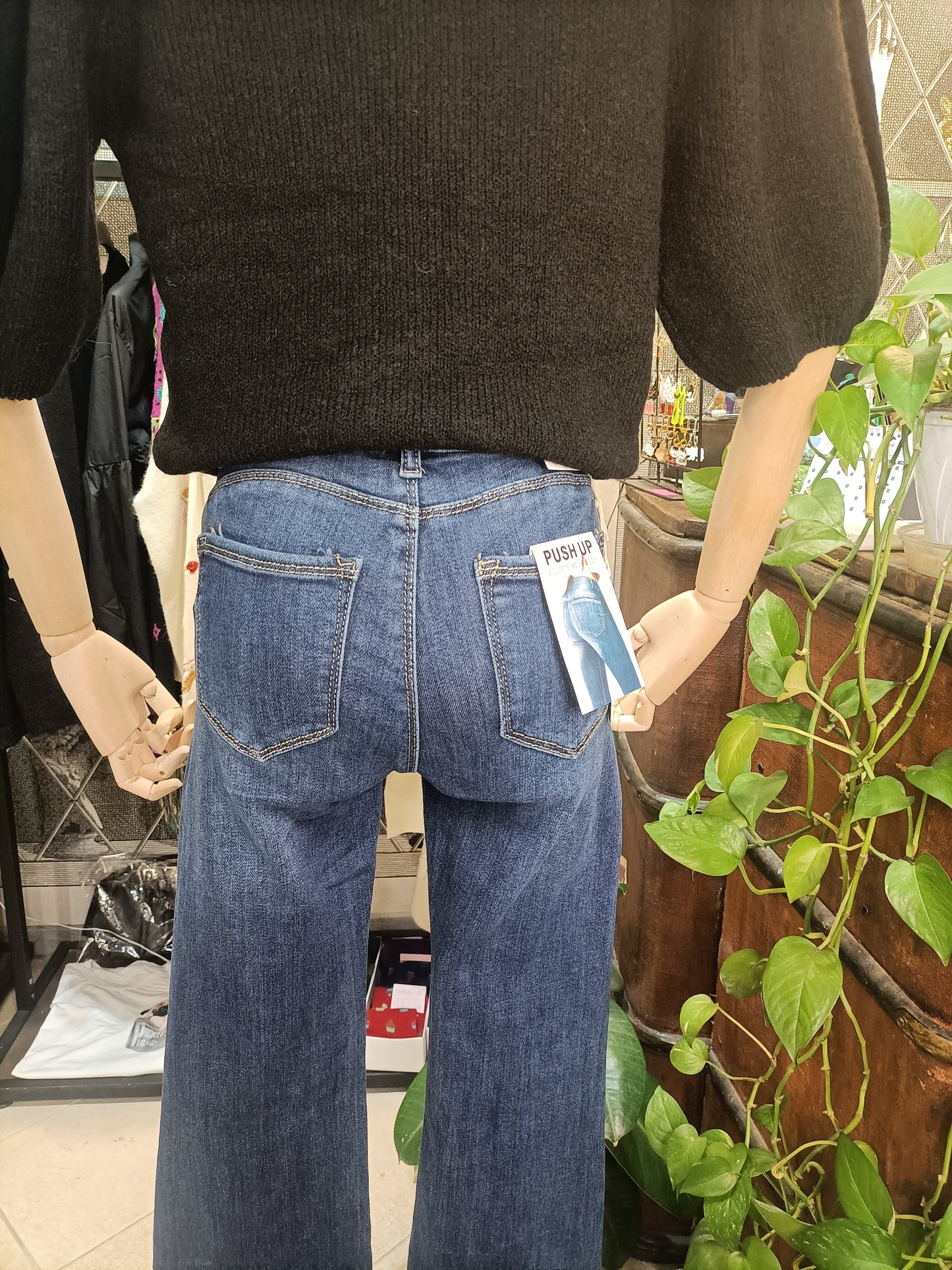 Jeans donna a zampa blu