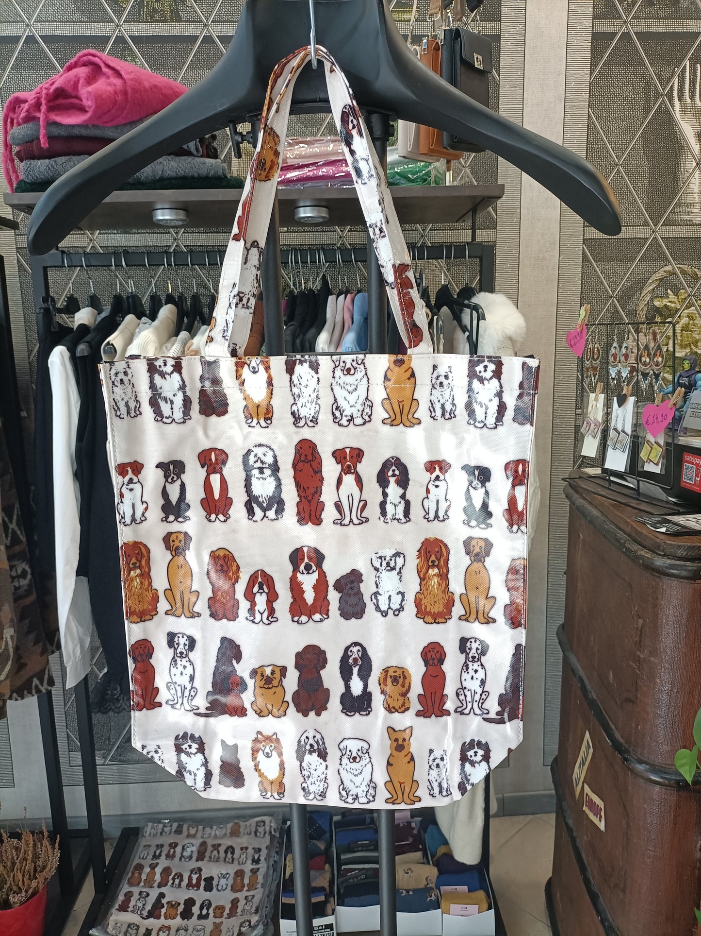 Shopper tote Shopping bags Dogs beige