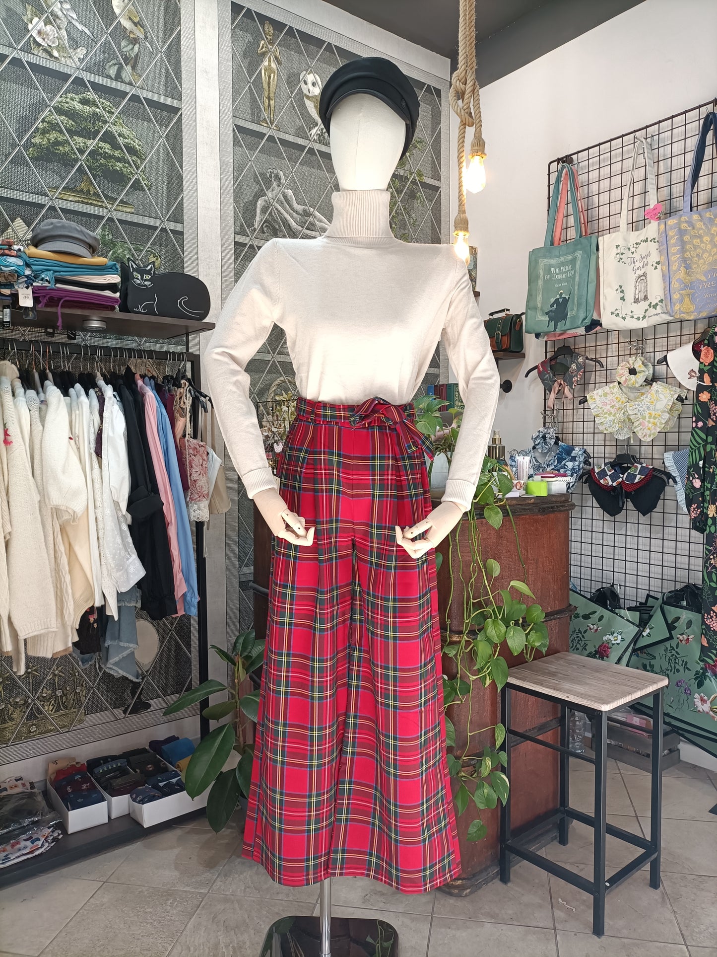 Pantaloni wide leg scozzesi tartan