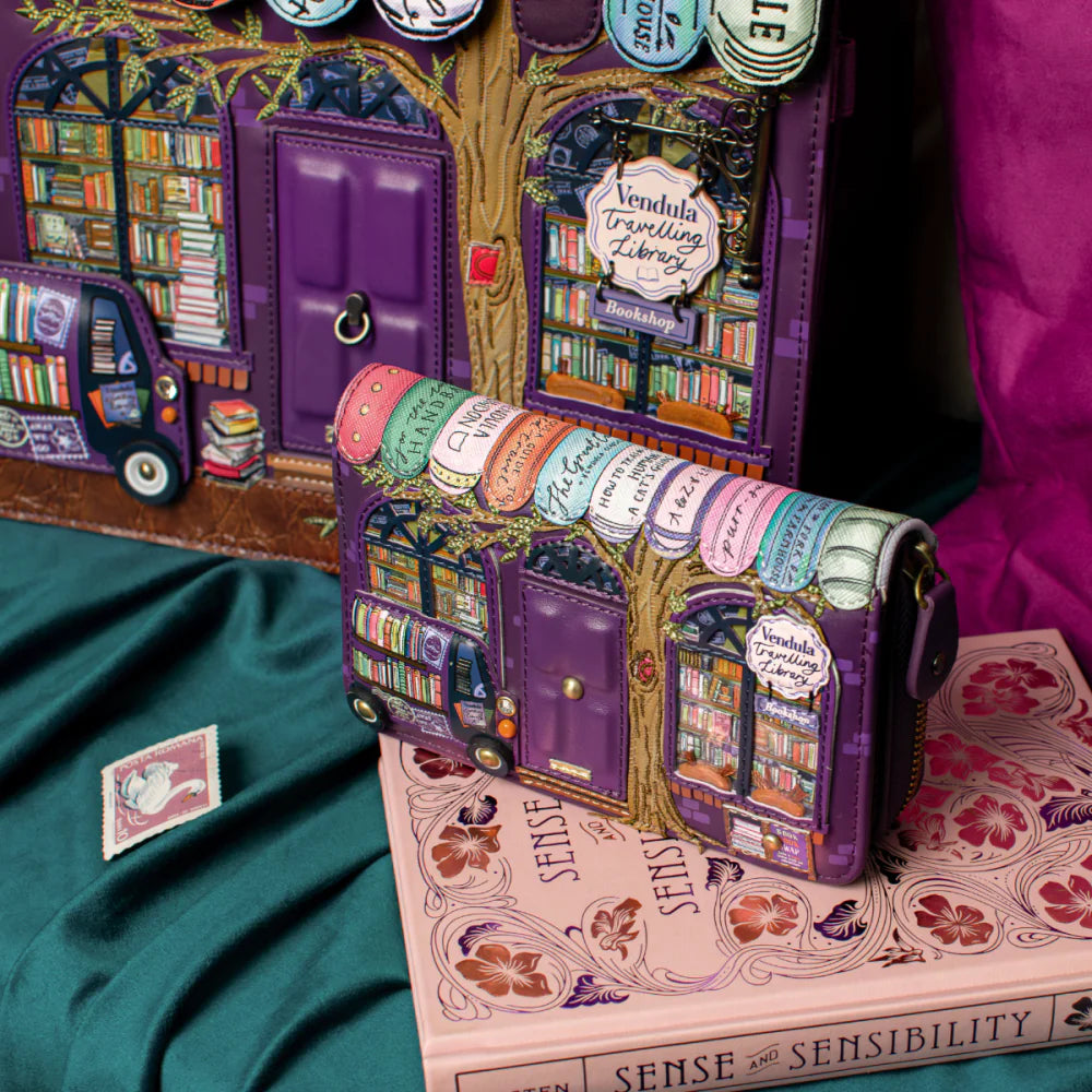 Portafoglio medio con zip Vendula Travelling Library Bookshop