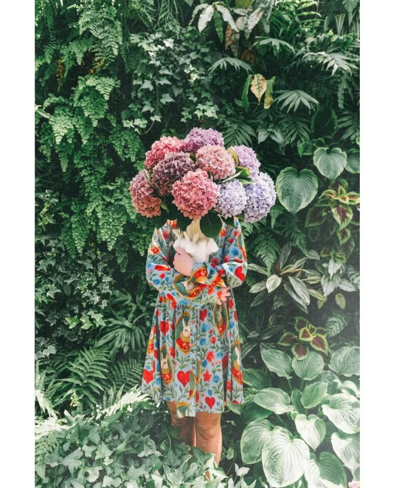 Abito in viscosa con conigli e fiori Le Jardin